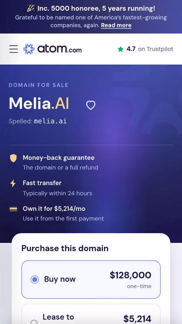 Screenshot of melia.ai