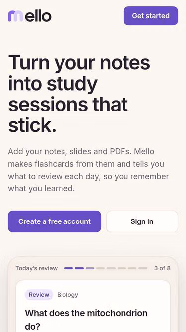 Screenshot of mello.study