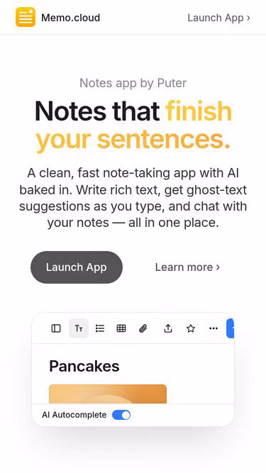 Screenshot of memo.cloud