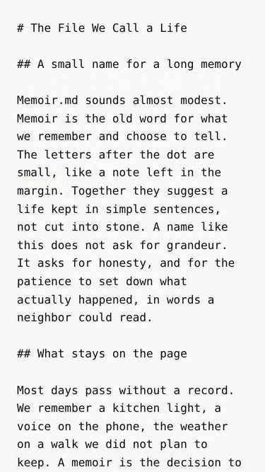 Screenshot of memoir.md
