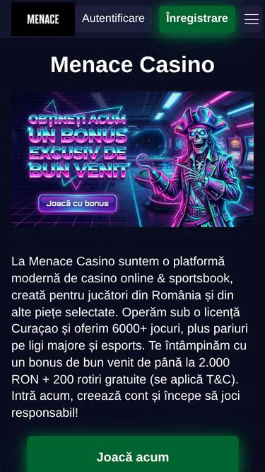 Screenshot of menacecasino.ro