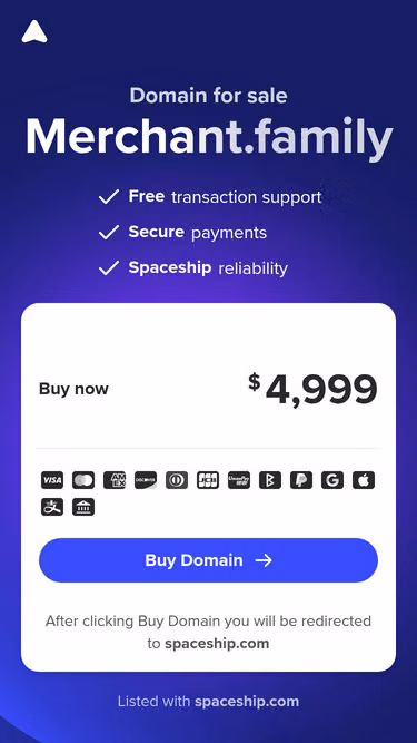 Screenshot of merchant.family