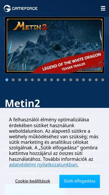 Screenshot of metin2.hu