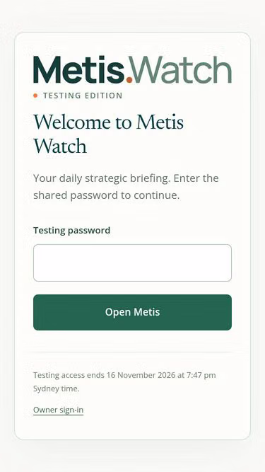 Screenshot of metis.watch