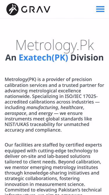 Screenshot of metrology.pk