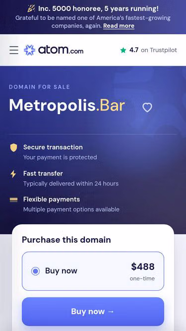 Screenshot of metropolis.bar