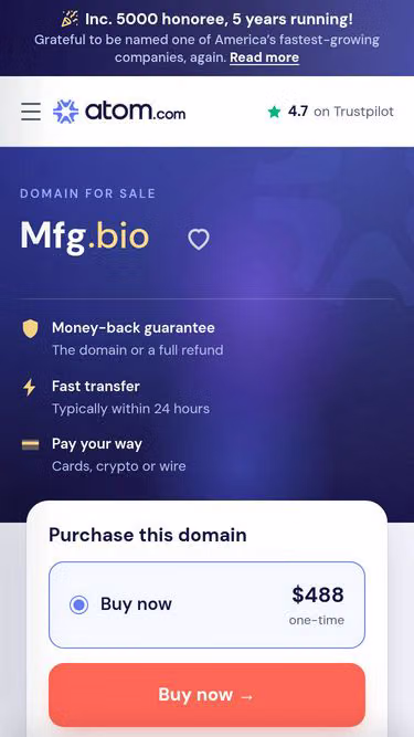 Screenshot of mfg.bio