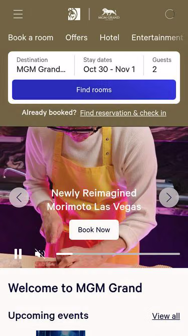 Screenshot of mgmgrand.com