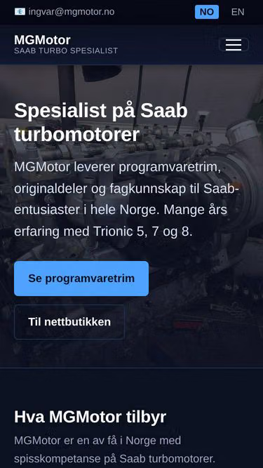 Screenshot of mgmotor.no