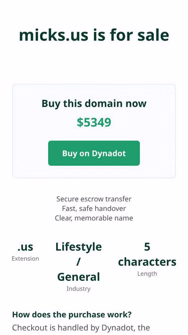 Screenshot of micks.us