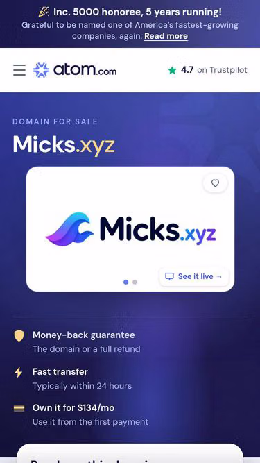 Screenshot of micks.xyz