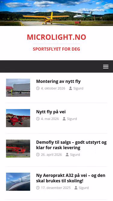 Screenshot of microlight.no