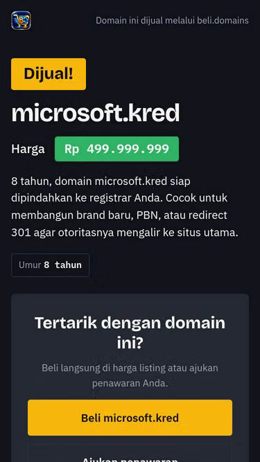 Screenshot of microsoft.kred