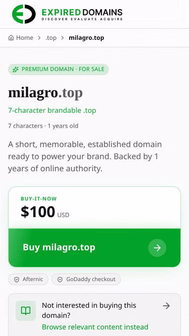 Screenshot of milagro.top