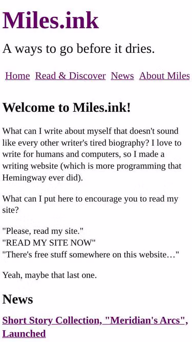 Screenshot of miles.ink