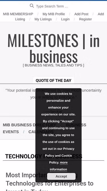 Screenshot of milestones.business