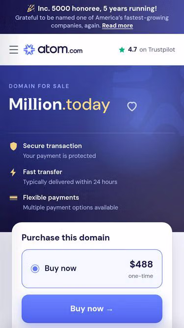 Screenshot of million.today
