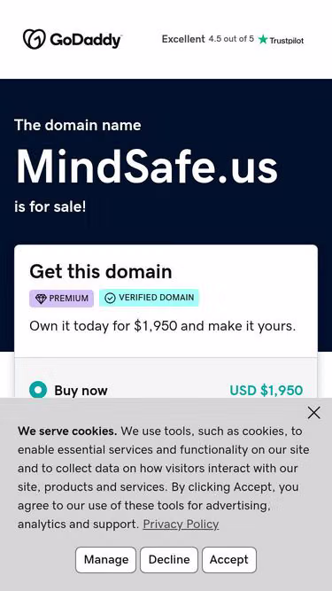 Screenshot of mindsafe.us