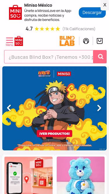 Screenshot of miniso.com.mx
