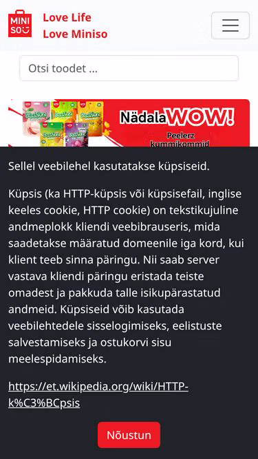 Screenshot of miniso.ee