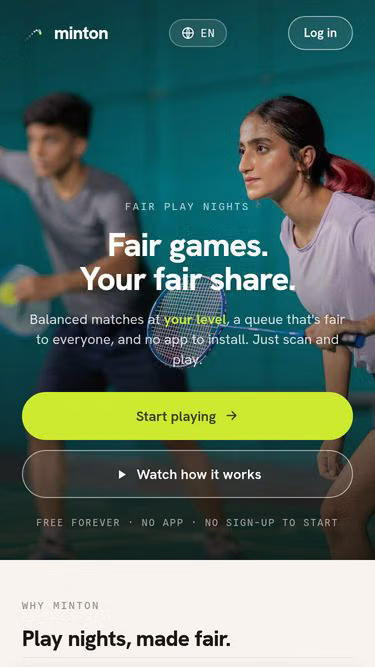Screenshot of minton.team