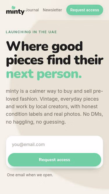Screenshot of minty.ae