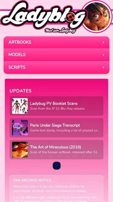 Screenshot of miraculous.info