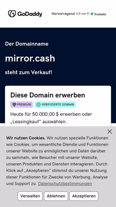 Screenshot of mirror.cash
