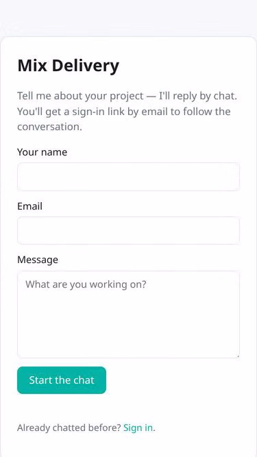 Screenshot of mix.delivery