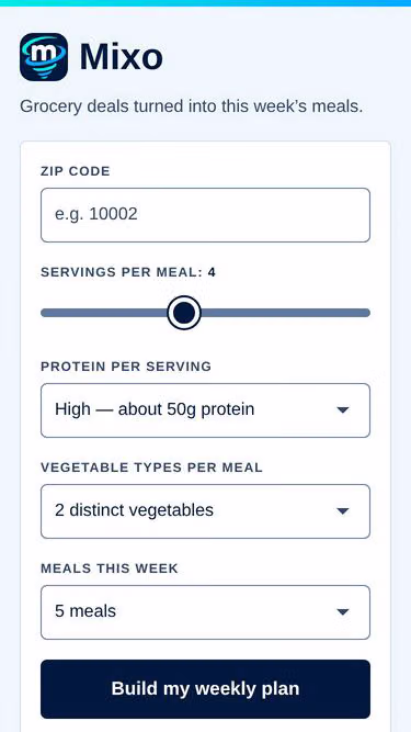 Screenshot of mixo.food