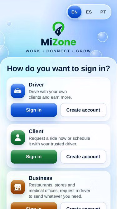 Screenshot of mizone.app