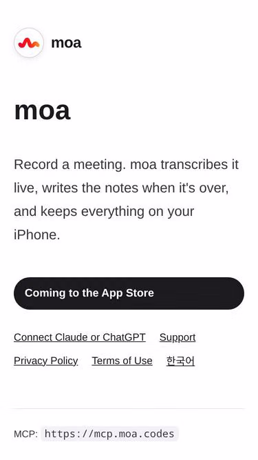 Screenshot of moa.codes