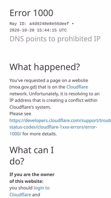 Screenshot of moa.gov.gd