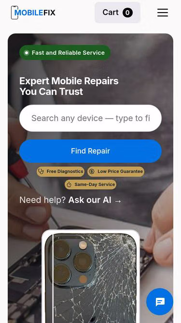 Screenshot of mobilefix.ai