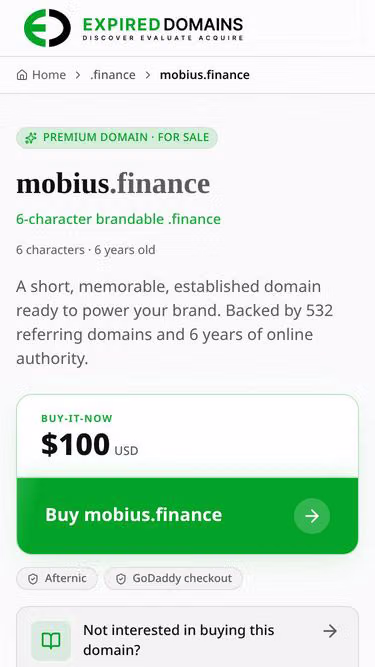 Screenshot of mobius.finance