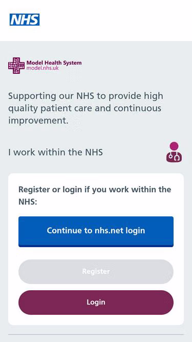 Screenshot of model.nhs.uk