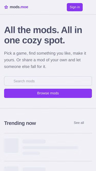 Screenshot of mods.moe