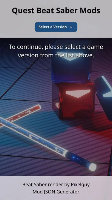 Screenshot of mods.quest