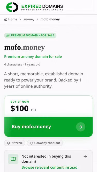 Screenshot of mofo.money