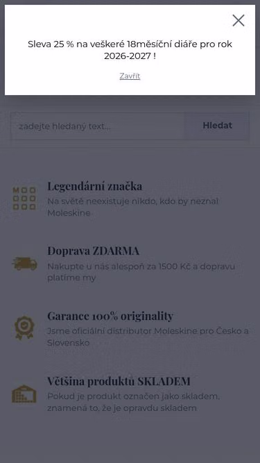 Screenshot of moleskine.cz