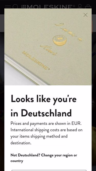 Screenshot of moleskine.it