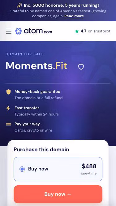 Screenshot of moments.fit