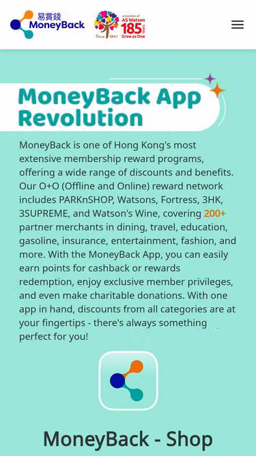 Screenshot of moneyback.com.hk