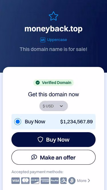 Screenshot of moneyback.top