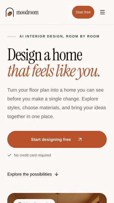 Screenshot of moodroom.ai
