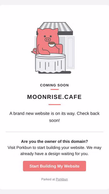 Screenshot of moonrise.cafe
