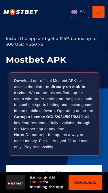 Screenshot of mostbetapk.com