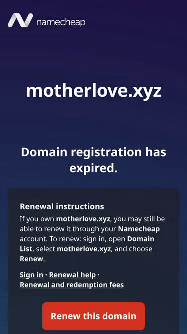 Screenshot of motherlove.xyz
