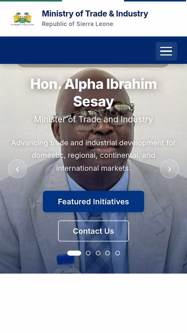 Screenshot of moti.gov.sl