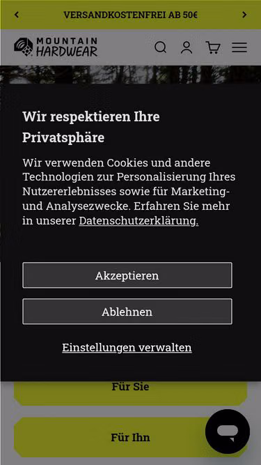 Screenshot of mountainhardwear.de